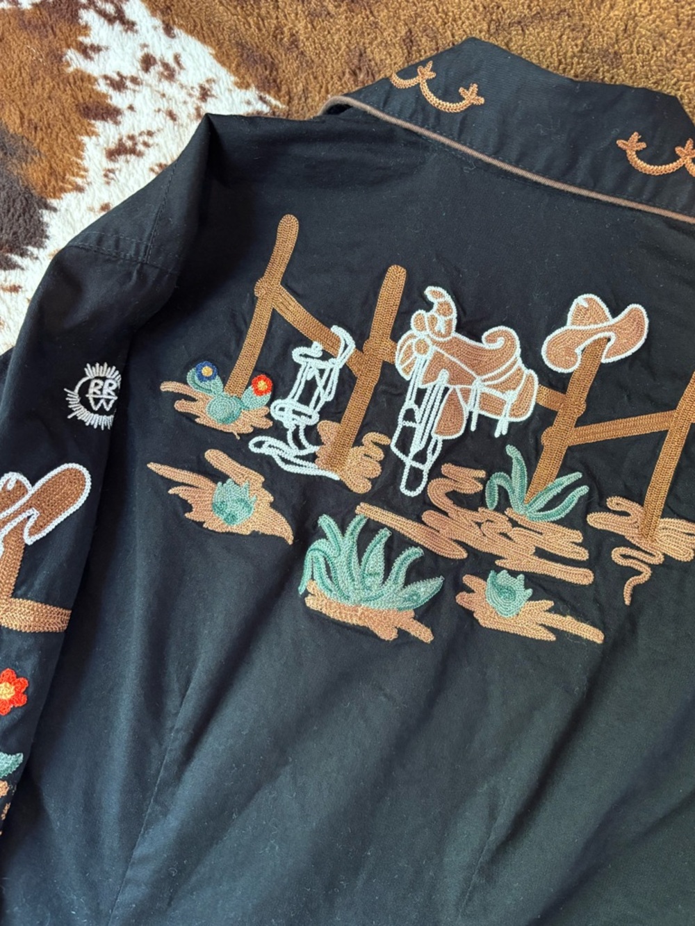 Rockmount pearl snap with intricate embroidery